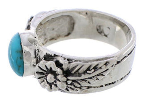 Sterling Silver Turquoise Southwestern Flower Ring Size 5 TX26899